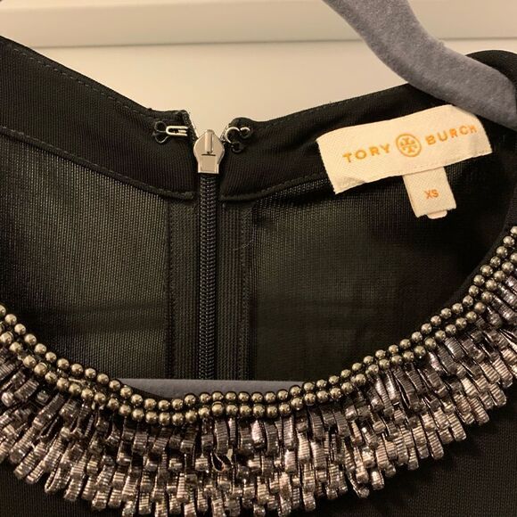 Tory Burch Eva Embellished A-Line Dress Black Size XS - Picture 3 of 5